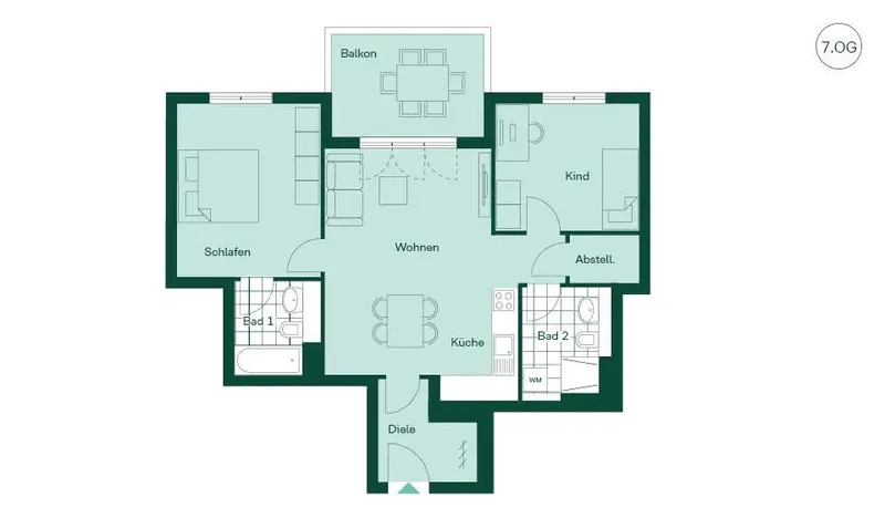 3-Zimmer-Wohnung mit 2 Bäder — photo 1